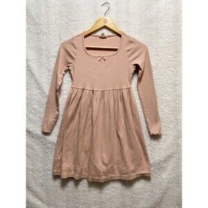 Crewcuts Girls‎ Size 10 Pink Ribbed Long Sleeve Dress Bow Detail Cotton Blend